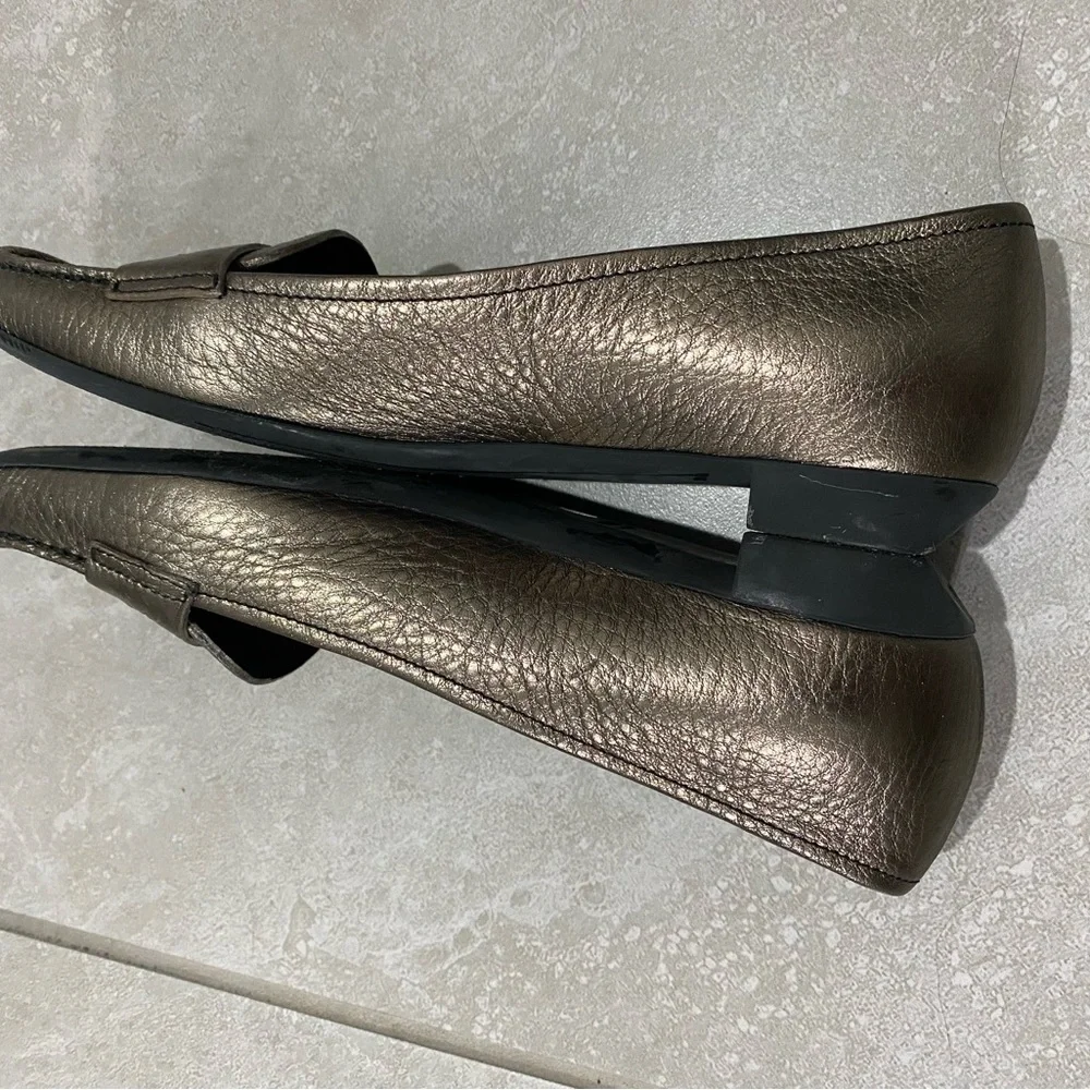 Prada Women's Bronze Leather Loafers - Picture 5 of 13
